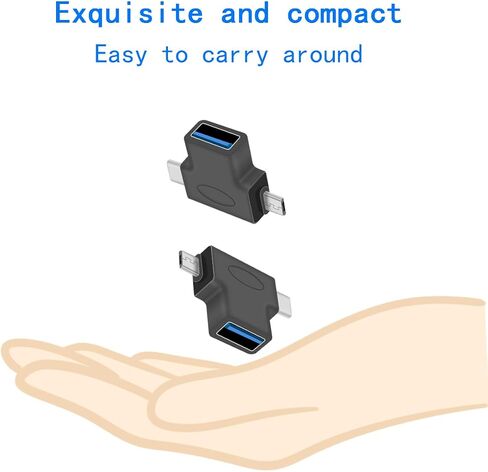 محول ZJKJHJY 2in1 USB C & Micro USB إلى USB 3.0 OTG، كابل USB-C ذكر Micro USB ذكر إلى ذكر إلى أنثى، متوافق مع MacBook 2018 2017 2016، Galaxy Note 8، S8 S8+ S9، Pixel، Nexus 2Pack in Saudi Arabia