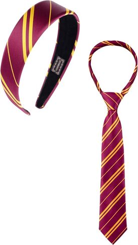 kitihoney Wizard Costume Accessories Women Vivid Burgundy Red and Yellow Stripe Headband Tie Adult Halloween Magic Cosplay Party Hair Accessory in Saudi Arabia