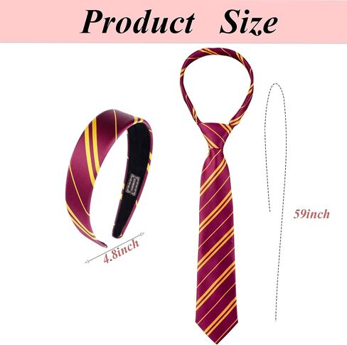 kitihoney Wizard Costume Accessories Women Vivid Burgundy Red and Yellow Stripe Headband Tie Adult Halloween Magic Cosplay Party Hair Accessory in Saudi Arabia
