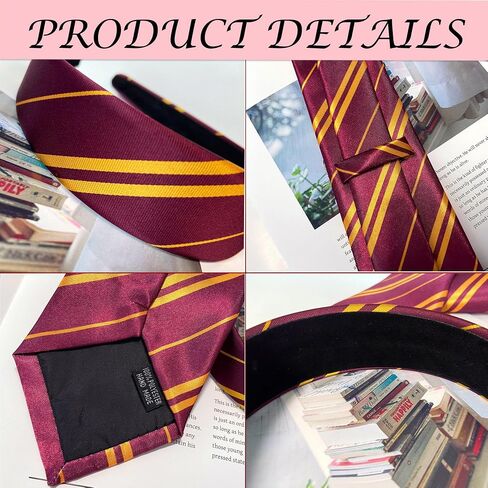 kitihoney Wizard Costume Accessories Women Vivid Burgundy Red and Yellow Stripe Headband Tie Adult Halloween Magic Cosplay Party Hair Accessory in Saudi Arabia