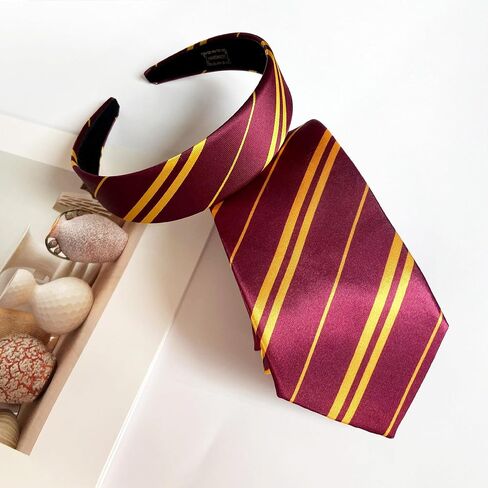 kitihoney Wizard Costume Accessories Women Vivid Burgundy Red and Yellow Stripe Headband Tie Adult Halloween Magic Cosplay Party Hair Accessory in Saudi Arabia