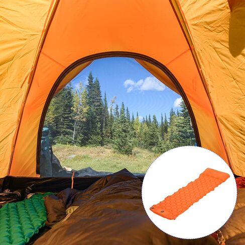 M METERXITY Sleeping Pad, Ultralight Self Inflatable Foldable Sleeping Mat, with Pillow Built-in Foot Pump, Apply to Camping Hiking (76 x 24, Orange) in Saudi Arabia