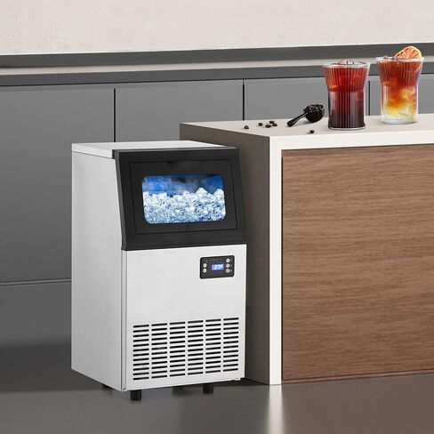 Commercial Ice Maker,110 lbs, Under Counter Ice Maker Self Cleaning,Ice Machine with 24 Hour Timer,20 lbs Basket,Stainless Steel Ice Makers for School,Home,Bar,Office in Saudi Arabia