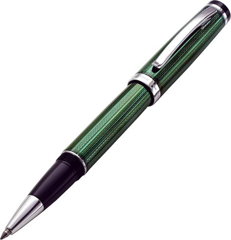 Xezo Incognito Rollerball Pen, Fine Point. Forest Green Color with Pure Platinum Plating. Handcrafted, Limited Edition, Serialized in Saudi Arabia