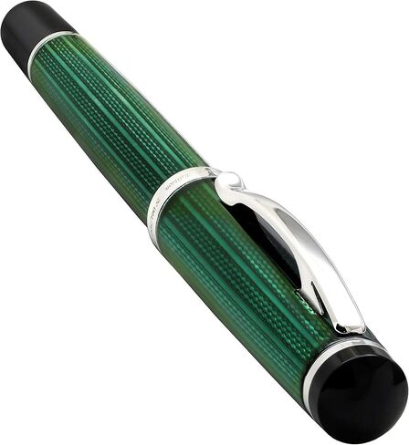 Xezo Incognito Rollerball Pen, Fine Point. Forest Green Color with Pure Platinum Plating. Handcrafted, Limited Edition, Serialized in Saudi Arabia