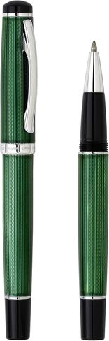 Xezo Incognito Rollerball Pen, Fine Point. Forest Green Color with Pure Platinum Plating. Handcrafted, Limited Edition, Serialized in Saudi Arabia