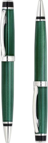 Xezo Incognito Rollerball Pen, Fine Point. Forest Green Color with Pure Platinum Plating. Handcrafted, Limited Edition, Serialized in Saudi Arabia