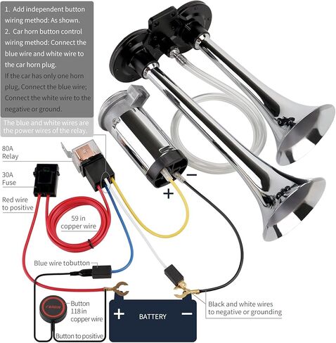 FARBIN Horn Wiring Harness Relay Kit for Car Truck 80a 4pin Spst Normally Open (Relay 4 pin Double Horn Wiring Harness, 12V) in Kuwait