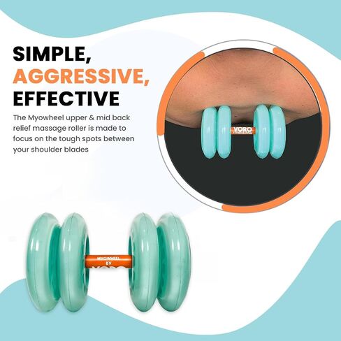 MYOWHEEL Upper and Mid Back Multi-Functional Massage Roller - Targets Between Shoulder Blades - Self Massage Tool for Myofascial Release, Back Pain Relief & Muscle Relaxation in Saudi Arabia