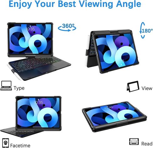 ZEROFEEL Compatible with Keyboard case for iPad 11"/10.9", iPad Air (4th, 5th Generation), iPad Pro(1st, 2nd, 3rd, 4th Generation) - Thin & Light (Black) in Kuwait