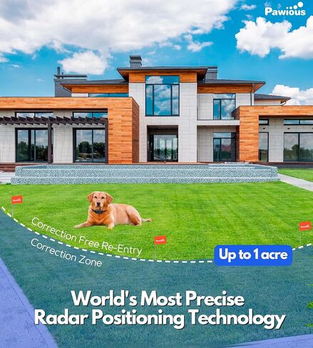 Pawious Wireless Dog Fence - High Precision Containment System for Up to 1 Acre, Indoor & Outdoor, Medium to Large Dogs 6-23in, Rechargeable, Waterproof, Portable - Real-Time Distance Monitoring in Saudi Arabia