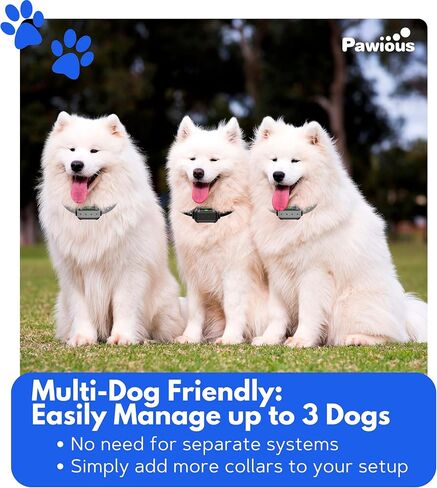 Pawious Wireless Dog Fence - High Precision Containment System for Up to 1 Acre, Indoor & Outdoor, Medium to Large Dogs 6-23in, Rechargeable, Waterproof, Portable - Real-Time Distance Monitoring in Saudi Arabia