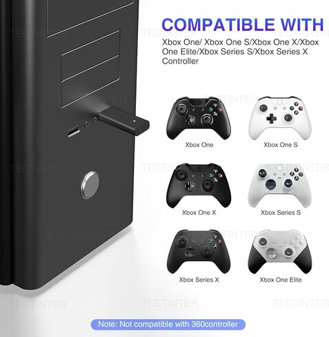 محول vaomon VAOMOM XB2 اللاسلكي متوافق مع وحدة تحكم Xbox One وXbox Series X، ترقية محول USB لنظام التشغيل Windows 11/10/8/7 (أسود) in Kuwait