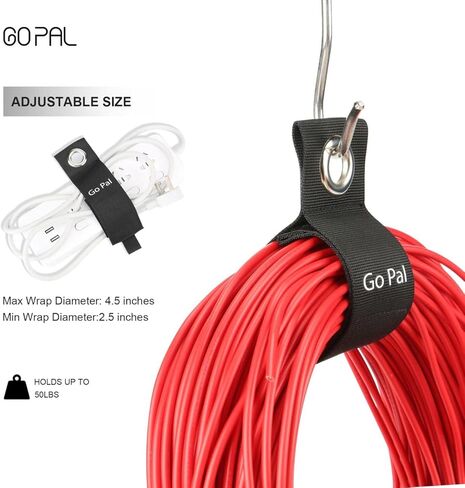 منظم حامل سلك تمديد Go Pal HS1 مقاس 13 بوصة (6 عبوات) أشرطة تخزين شديدة التحمل للكابلات والخراطيم والحبال والجراج وفي الداخل والخارج in Kuwait