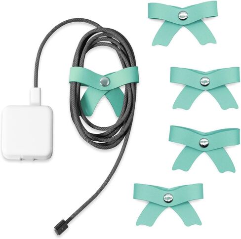 SenseAGE 5 Pack Cord Organizer, Bow Cord Keeper, Cable Organizer USB Holder, Leather Cable Management, Cable Straps, Earphone Winder, Storage Straps for Electronics, Earbuds, Small, Pink in Saudi Arabia