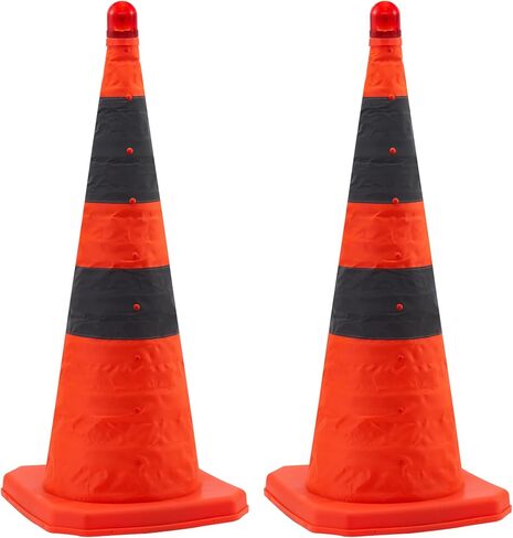 28 inch Collapsible Orange Traffic Cones with LED Light/Safety Cones/Multi Purpose Pop up Reflective Safety Cone,Driving Cones for Training,Parking Cones（4PACK) in Saudi Arabia