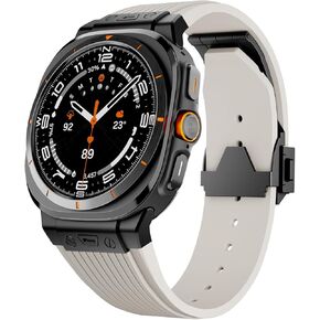 متوافق مع Samsung Galaxy Watch Ultra Band 47 مم ， موصل معدني متين مع حزام رياضة سيليكون ناعمة للرجال ， مراقبة المجرة الوعرة الفرق الموسيقية الفائقة in Kuwait