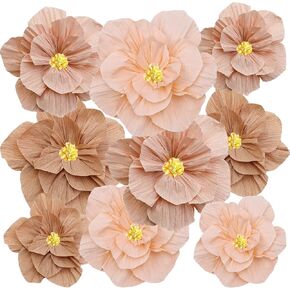 9 Pcs Tissue Paper Flowers, Crepe Paper Floral Decoration for Baby Shower Bridal Wedding Birthday Party Backdrop Classroom Nursery Craft Wall Decorations (Pink) in Saudi Arabia