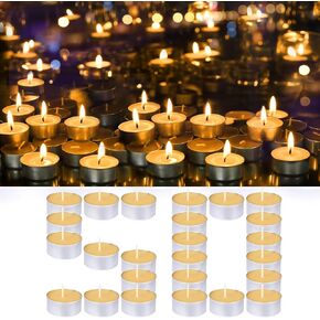 Natural Organic Beeswax Tea Candles in Metal Aluminum Cup - Small Candle Bulk Natural Scent Smokeless 4-5 Hours Long Burning - Yellow, Pack of 50 in Saudi Arabia