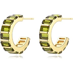 14K Gold Plated Half Hoop Stud Earrings – Crystal Accents, Hypoallergenic Fashion Jewelry for Women in Kuwait