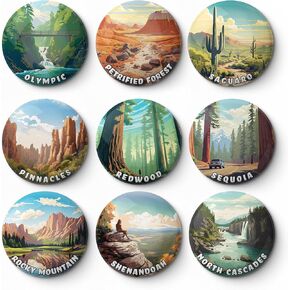 9Pcs National Park Button Pins, National Park Gifts,Souvenirs,Travel Gift, 2.25 inch in Saudi Arabia