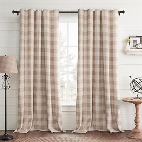 XOGUIBO Farmhouse Gingham Curtains Blackout 84 Inches Long, Plaid Curtains for Bedroom and Living Room Buffalo Check Block Print Patterned Curtains 1 Panel in Saudi Arabia