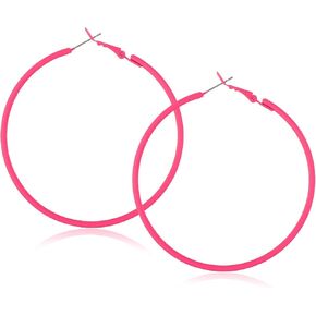Hot Pink Hoop Earrings for Women 2.36 Inch Pink 90s Jewelry Big Hoop Earrings 80s 90s Accessories Neon Jewelry for Woman Party Christmas Accessories in Saudi Arabia