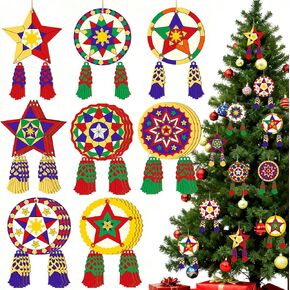 24 Pcs Christmas Parol Lantern Filipino Wooden Philippine Christmas Ornaments for Tree Decorations Hanging Ornaments Traditional Capiz Star Pendant Sign for Xmas Gift Home Window Holiday Decor Navidad in Saudi Arabia
