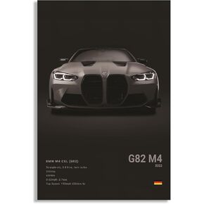 Supercar M4 CSL ملصق سباق جدار الفن اللوحة قماش هدية عيد ميلاد يطبع ديكور المنزل مؤطرة أو بدون إطار (أسود CSL، 12L "× 18W"، غير المؤطرة) in Kuwait