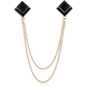 HJZHII Pins Hanging Chain Lapel Pin for Men, Suits Shirt Collar Chain Long Tassel Chain Brooch Square Crystal Brooch Business Suit Shirt Badge Accessories in Kuwait