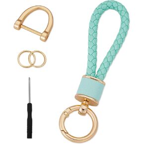 Hanhee Braided Leather Keychain for Men & Women, 14K Zinc Alloy Key Ring with D-Ring Screwdriver, Car Key Holder Chain in Saudi Arabia