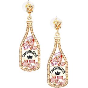 Bling Champagne Earrings for Women Martini Earrings Champagne Gift for Women Wedding Birthday Party Gifts in Kuwait