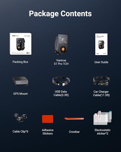 Vantrue S1 Pro 2.7k Mini Mini Dash Cam ، 2.5k@60fps ، Starvis 2 ، ADAs ، التحكم الصوتي ، PlatePix ™ Vision ، دعم LTE ، WiFi ، GPS ، زاوية واسعة 158 درجة ، 24/7 وضع وقوف السيارات ، دعم 1 تيرابايت كحد أقصى in Kuwait