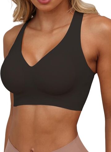 HORISUN Women Wireless Bras Seamless Cross Back V Neck No Underwire Bralette Comfort T Shirt Bra in Saudi Arabia