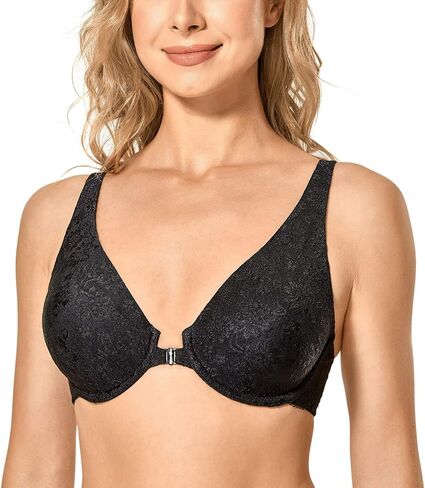 Women's Front Closure Racerback Underwire Full Coverage Unlined Bra in Saudi Arabia
