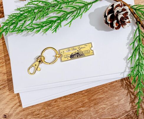 SalesOne The Polar Express Believe Gold Train Ticket Enamel Charm Keychain, Keyring Holder in Saudi Arabia