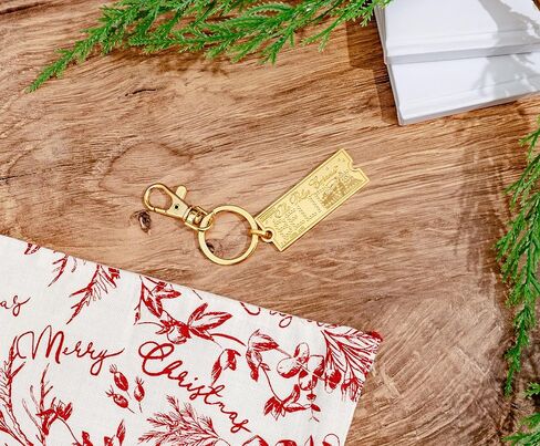 SalesOne The Polar Express Believe Gold Train Ticket Enamel Charm Keychain, Keyring Holder in Saudi Arabia