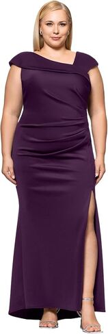Xscape Womens Betsy & Adam Women's Scuba Asymmetrical Ruffle One Shoulder Floor Length Dress in Saudi Arabia