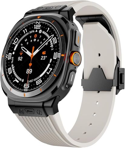 متوافق مع Samsung Galaxy Watch Ultra Band 47 مم ， موصل معدني متين مع حزام رياضة سيليكون ناعمة للرجال ， مراقبة المجرة الوعرة الفرق الموسيقية الفائقة in Kuwait