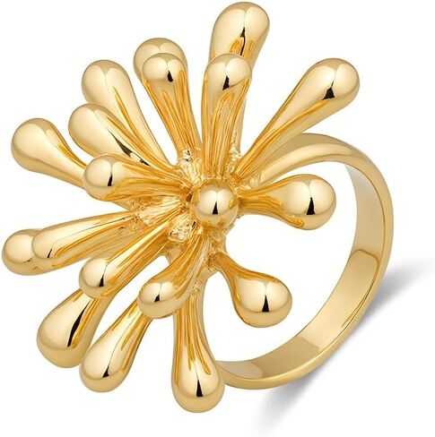 Aprilery Gold and Silver Rings for Women, Fashion Gold Plated Chunky Statement Ring Band Dome Mask Design Cocktail Costume Jewelry for Her in Saudi Arabia