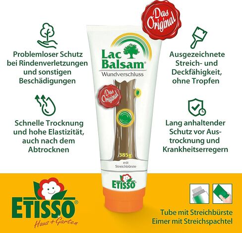Etisso® LacBalsam® Wound Closure for Trees (385 g) · Wound Balm Tree · Tree Plaster for Bark Injury & Cuts · Tree Wax for Wound Treatment · Specially for Ornamental Trees & Fruit Trees in Saudi Arabia