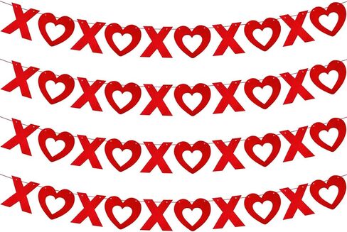 4 Pack Felt Red Heart Garland Banners,Felt Valentines Day Decorations,Valentines Felt Red Heart Banner for Valentines Day Anniversary Wedding Party Decorations Supplies in Kuwait