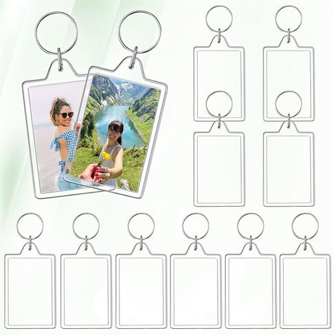 10PCS Acrylic Photo Frame Keychain Holder Photo Insert Blank Keyring Clear Picture Keychain in Saudi Arabia