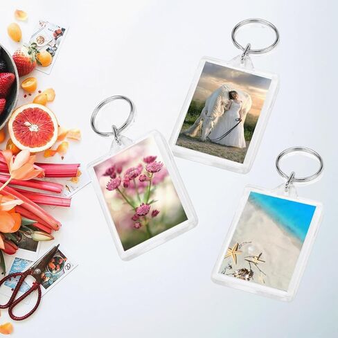 10PCS Acrylic Photo Frame Keychain Holder Photo Insert Blank Keyring Clear Picture Keychain in Saudi Arabia