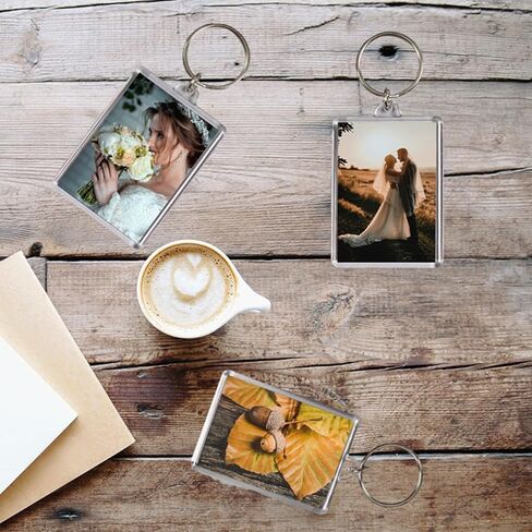 10PCS Acrylic Photo Frame Keychain Holder Photo Insert Blank Keyring Clear Picture Keychain in Saudi Arabia