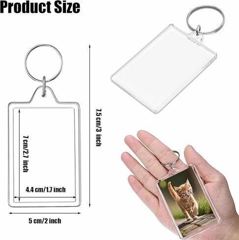 10PCS Acrylic Photo Frame Keychain Holder Photo Insert Blank Keyring Clear Picture Keychain in Saudi Arabia