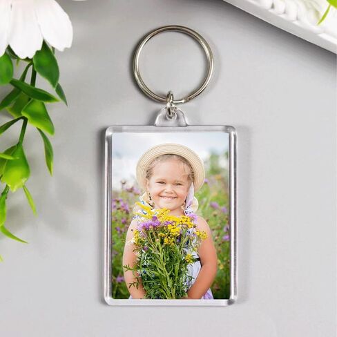 10PCS Acrylic Photo Frame Keychain Holder Photo Insert Blank Keyring Clear Picture Keychain in Saudi Arabia