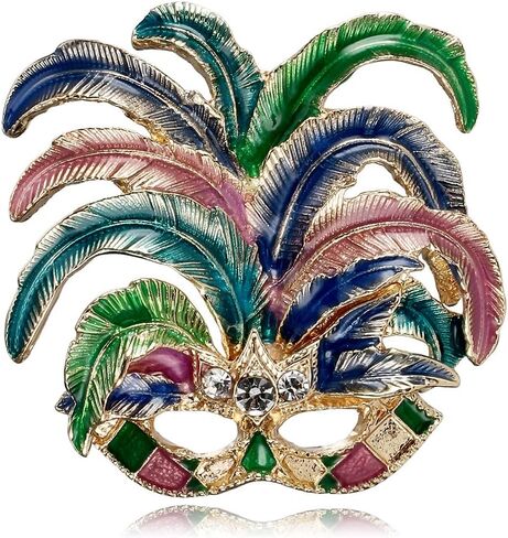 OATHCAF Vintage Masquerade Mask Brooch Zinc Alloy Enamel Pins for Women Friends Colorful Feathers Charms Gifts Hats Sweaters Lapels Accessories in Saudi Arabia