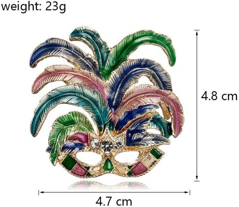 OATHCAF Vintage Masquerade Mask Brooch Zinc Alloy Enamel Pins for Women Friends Colorful Feathers Charms Gifts Hats Sweaters Lapels Accessories in Saudi Arabia