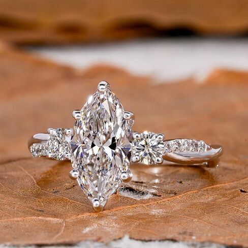 Claw Set Marquise Cubic Zirconia Proposal Ring for Women in Saudi Arabia